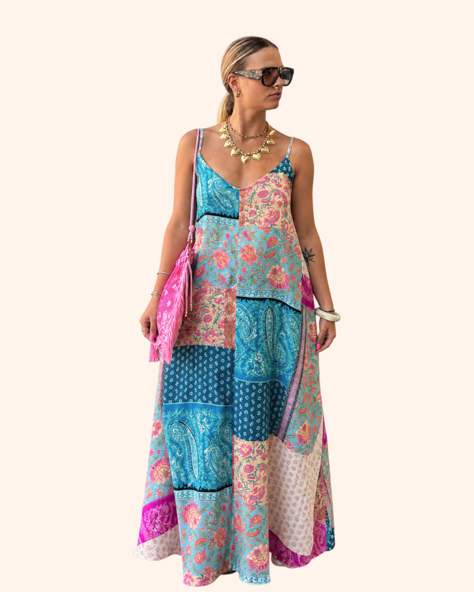 Look Boutique Giu en robe longue patchwork
